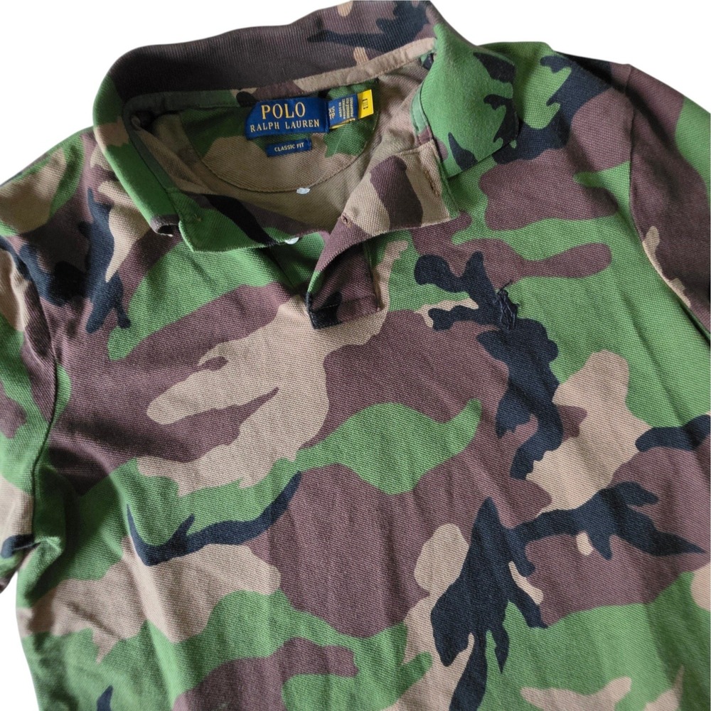 Polo Ralph Lauren Mens Polo Shirt Camo Green Brown Classic Fit XS
